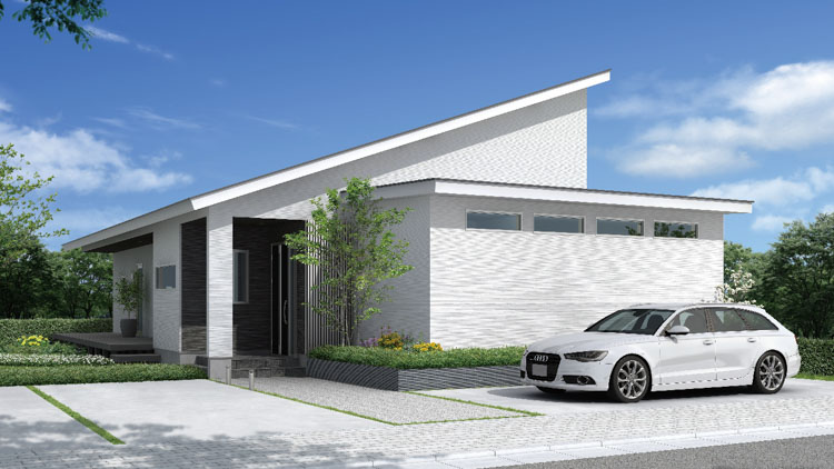 平屋外観パース