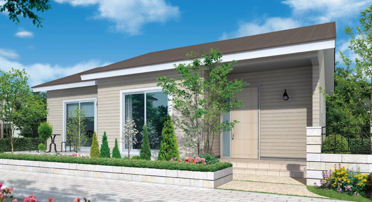 平屋外観パース